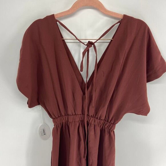 Bishop + Young Cameron Burnt Orange v neck short sleeve jumpsuit NWT Womens XS - Picture 7 of 8